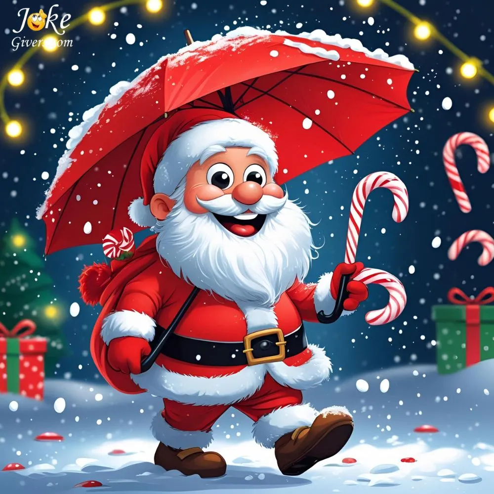 Santa carry an umbrella