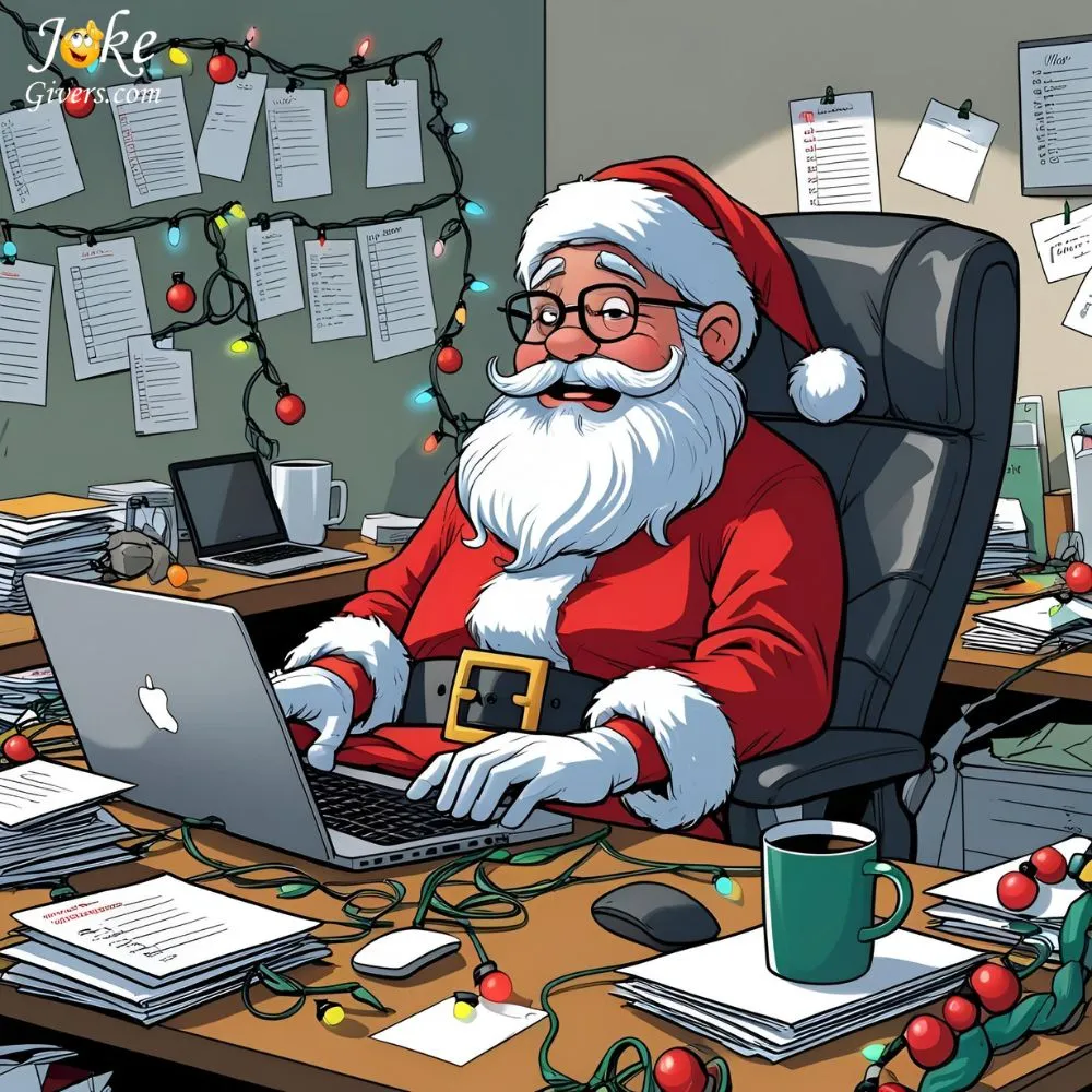 Santa sit in the office
