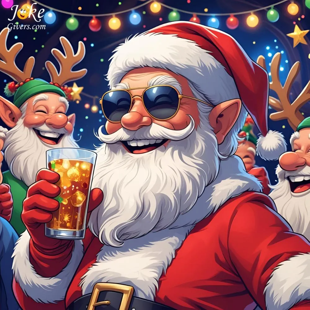 Santa wear sunglasses at the party