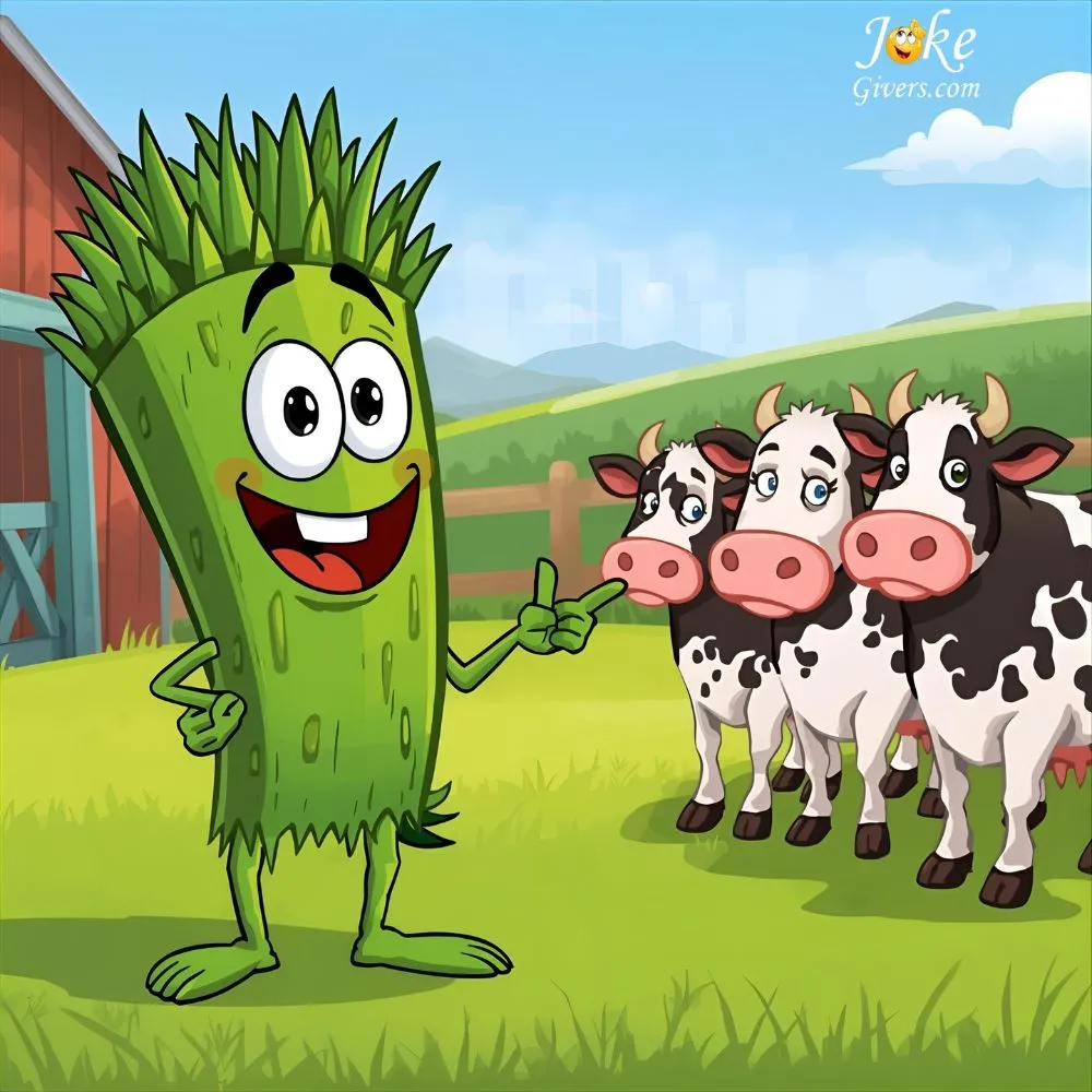 Grass laugh at cows