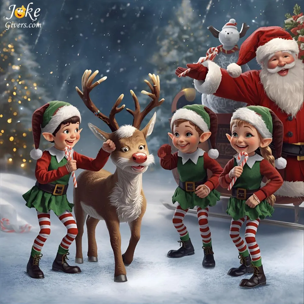 Elves tease reindeer