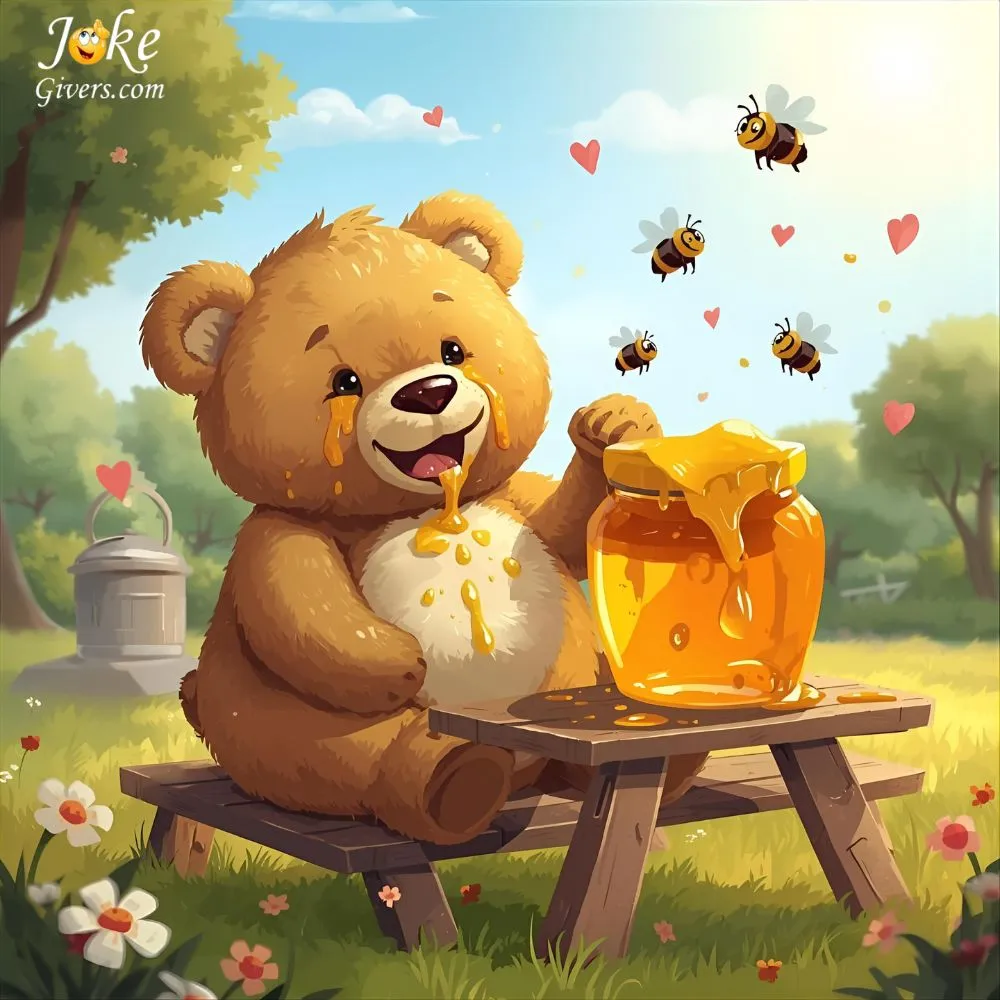 Teddy eat honey